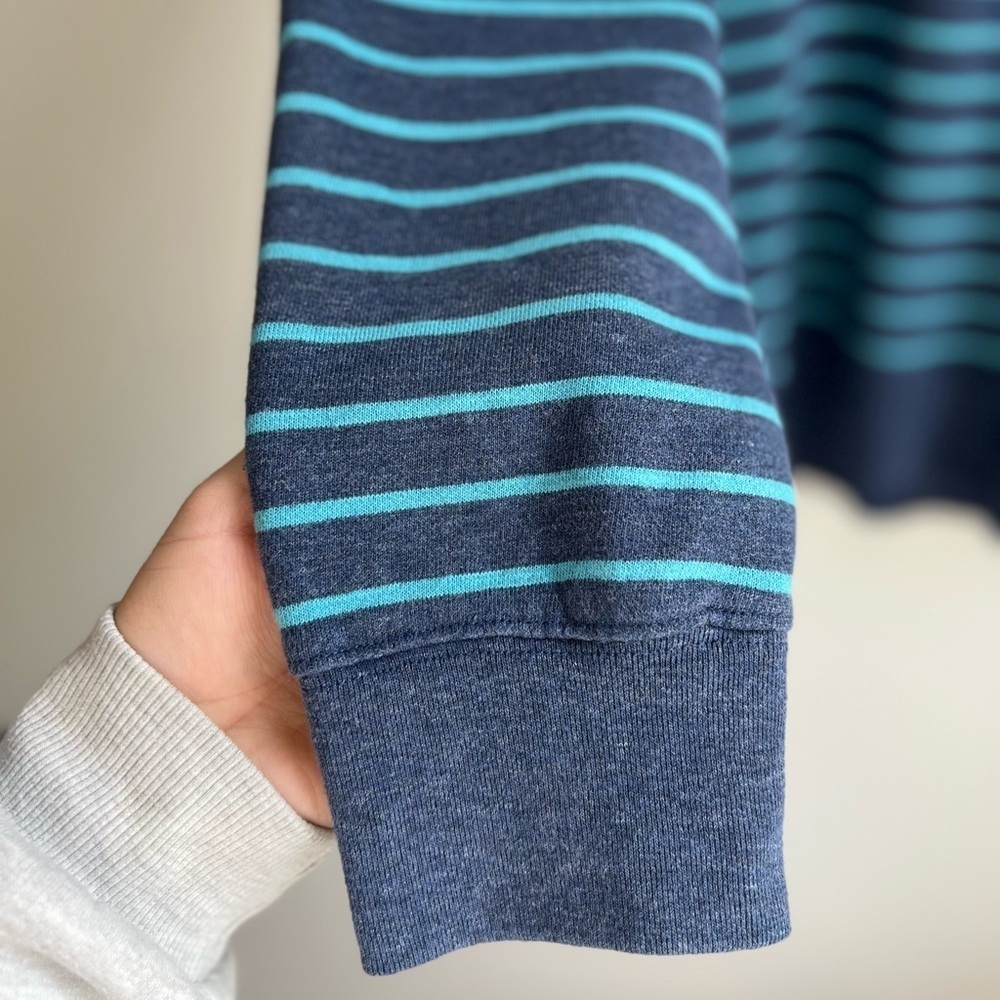 Men’s L.L. Bean Blue 'Lakewashed' Striped Cotton Crewneck Pullover Size Medium - Picture 7 of 11